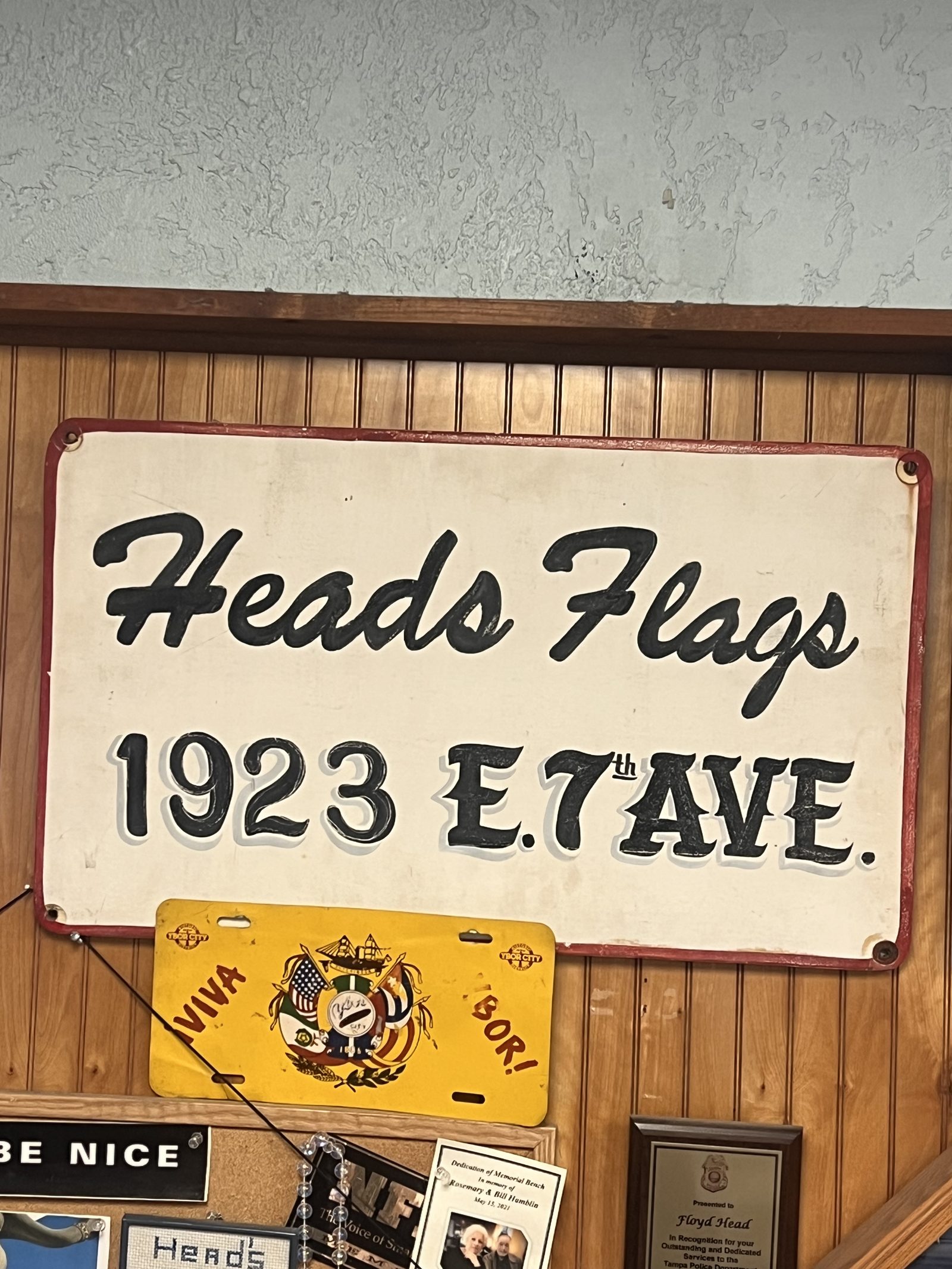 The original Head's Flags sign from 1923 East 7th Avenue in Ybor City